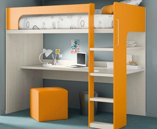 cama alta para niño con escritorio