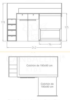 cama tren de 250 cm cama tren de 250 cm