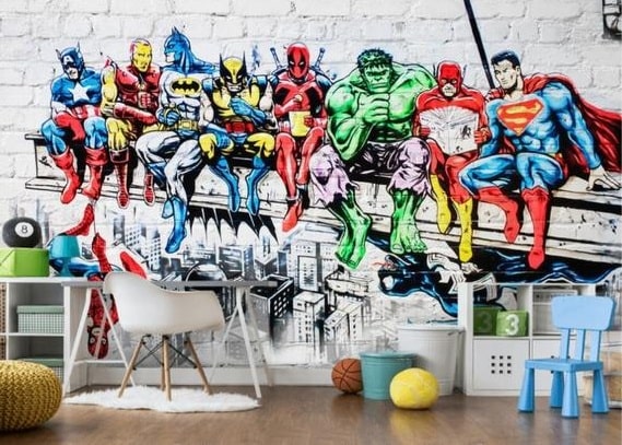 mural adhesivo con superheroes mural adhesivo con superheroes