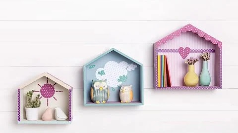 manualidad casita de madera para pared dormitorio infantil